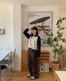 Henbo color matching half-zip crop sweatshirt