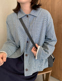 Hokuri Pocket Collar Check Crop Jacket