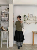 Enniki Flower Banding Frill Midi Skirt