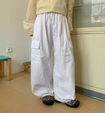 Wet Nylon Cargo Wide Pants