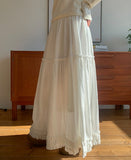 Tookits banding frill brushed long skirt
