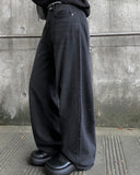 Feather Black Blue Wide Denim Pants