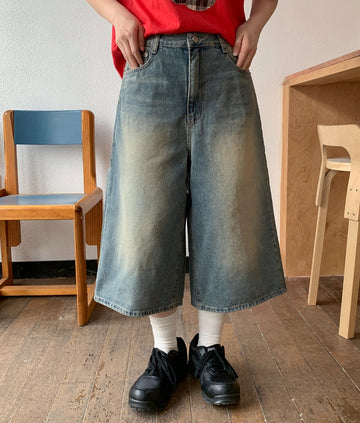 Yuuri Washing Bermuda Denim Pants