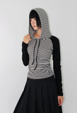 STRIPE RAGLAN HOOD TEE