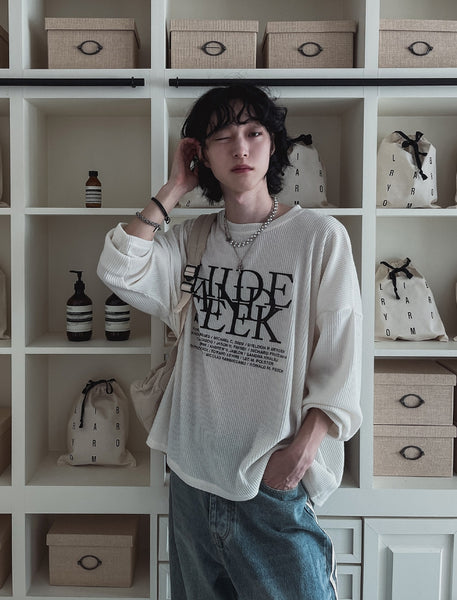 【2plan】Hyde Letter Ribbed Knit Tee 2plan (ツープラン) - ハイドレターニットTシャツ / Hyde Letter