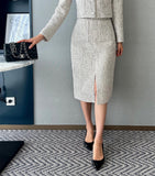 Coner Tweed Split Skirt