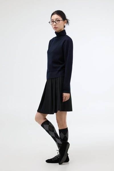 【PORTERNA】Ruten pleated wool mid-length skirt PORTERNA】Ruten pleated wool mid-length skirt (PORTERNA