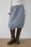 CHECK BALLOON MIDI SKIRT