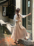Chocolate Layered Knit Long Skirt Two-Piece