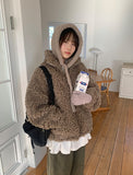 Yuyuri Fluffy Fur High Neck Over Zip-up Jumper