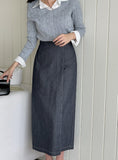 Perroche Stitch Denim Wrap Banding Skirt