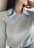 Milo color matching shirt collar cable knit