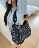Rumin Dot Studded Big Shoulder Bag