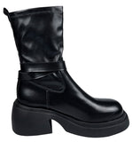 (6.5 cm) Buckle Round Spandex Platform Sole Walker