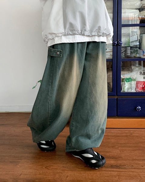 【BAON】Beple Snap Button Banding Denim Balloon Wide Pants BAON (バオン) - ベプルスナップボタンバンディングデニム