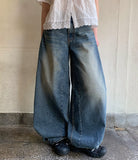 Henville Washing Denim Balloon Wide Pants