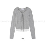 (Brushed Lining) BUTTON STRAP LAYERED TEE