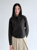 LINE STRIPE CROP SHIRT