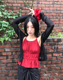 SHIRRING PEPLUM SLEEVELESS