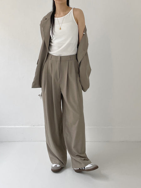 【INCHANT ME】[summer] Chabeu High Waist 2 Tuck Wide Slacks INCHANT ME(インチャントミー) - [サマー]チャブハイウエスト