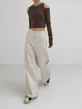 Shoulder slit cropped T-shirt