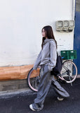 DRAPE NECK KNIT HOODIE
