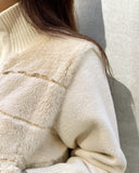 Sella High Neck Mink Fur Knit Zip-Up