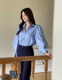 Bland Pintuck Puff Collar Shirt