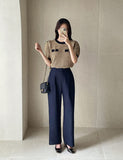Ellie Pintuck Wide Denim Slacks