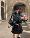 Crack square leather cross bag