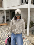 Yonoki Stripe Crop Hood Zip-Up
