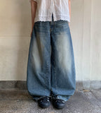 Henville Washing Denim Balloon Wide Pants
