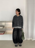 Yukan Cut Washing Denim Balloon Wide Pants
