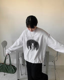 Yoniko Cat Printed Sweatshirt