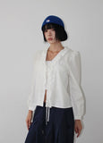 OPEN FRONT FRILL BLOUSE