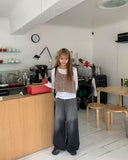 Yorkin gradient stitch wide denim pants