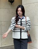 Derons Color Matching Stripe Knit Cardigan Jacket