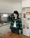 Enmode color stripe round cardigan