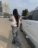 Bent Black Denim Pintuck Wide Pants