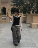 Denny Pintuck Wide Cotton Pants