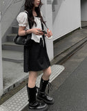 Anne Ribbon Puff Short Sleeve Blouse