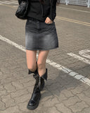 Shino Washing Denim Mini Skirt