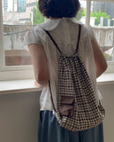 Turoli Pocket Check String Backpack