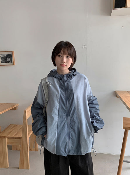 【BAON】[unisex] Netijyu String Color Over Hood Wind Jacket BAON (バオン) - [男女兼用]ネティジュストリングカラーオーバー