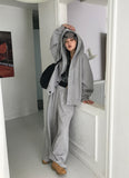 BUTTON OVERSIZED HOODIE ZIP-UP