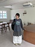 Eluki pigment color matching printing long sleeve tee