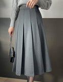 Milka Wool Brushed Pleats Long Skirt