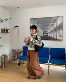Acop stripe collar zip-up cardigan