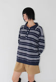 STRIPE COLLAR OVER KNIT