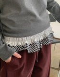 Hentoy Brushed Check Frill Layered Long Sleeve Tee